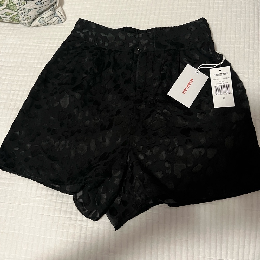 Good American Midnight Leopard Burnout Shorts